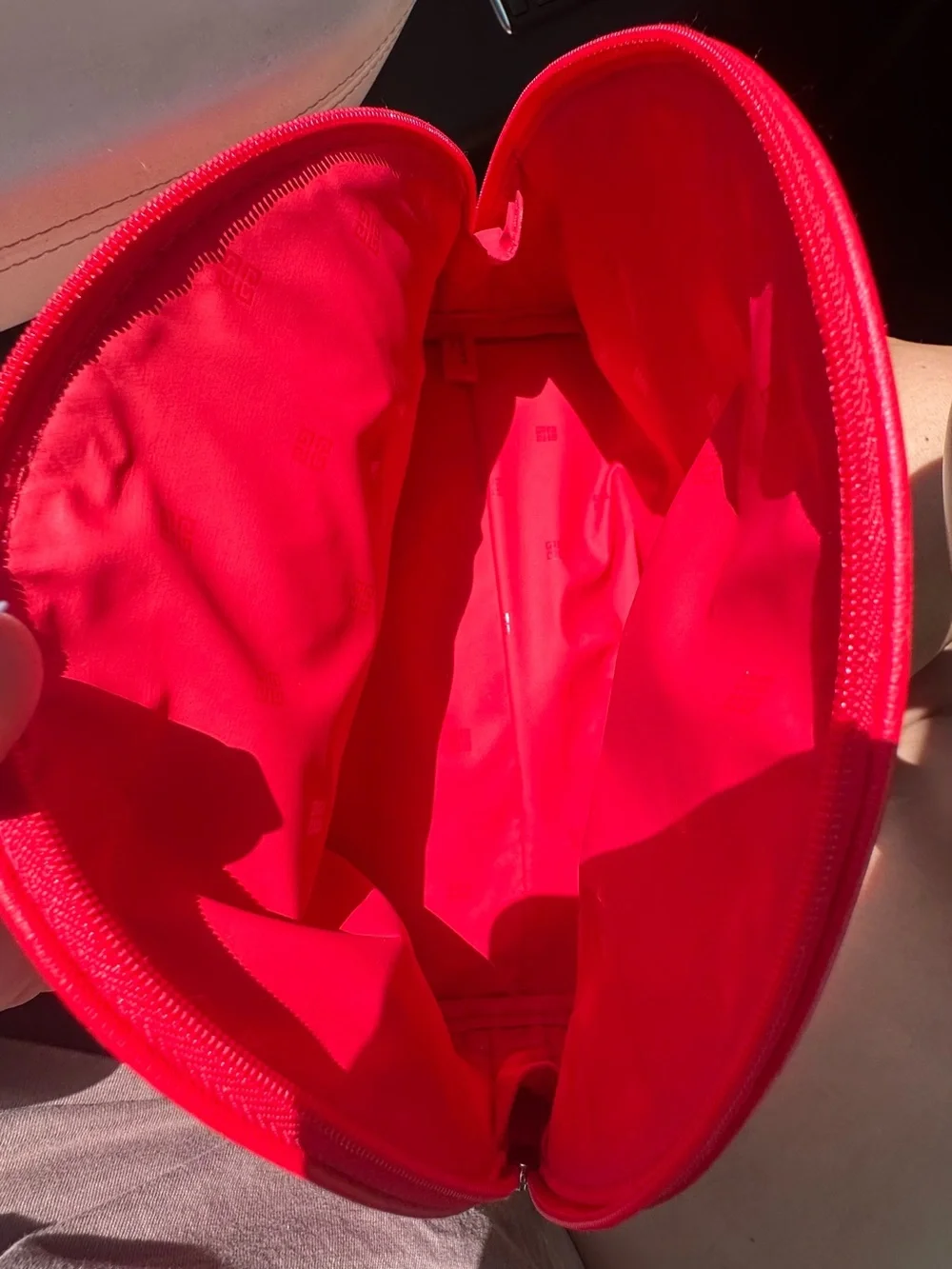 Givenchy Red Leather Half-Moon Cosmetic Pouch